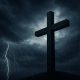 Cross in a stormy sky representing biblical truth standing strong against cultural attacks