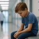 A young boy sits alone in a hospital hallway, symbolizing the risk children still face from gender surgeries despite Kaiser’s policy change
