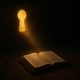 Modern Gnosticism in Christianity feature image showing a glowing keyhole casting light on an open Bible in a dark wooden room