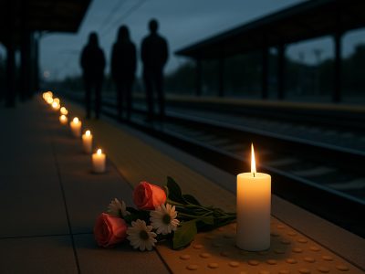 Media Bias memorial at a Charlotte train station for Iryna Zarutska