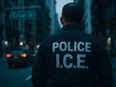 ICE agent on Canal Street illustrating sanctuary politics in New York