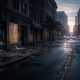 An empty city street after unrest symbolizing justice without chaos and the consequences of disorder.