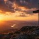 Christian hypocrisy faith concept with cross and mountain landscape